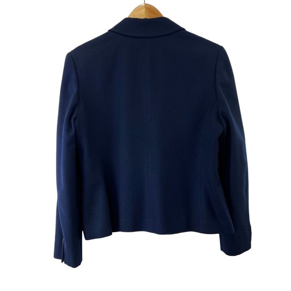 Vintage Pendleton Wool Blazer Navy Blue Coat 1 button Jacket Women Suit Size 14 - Picture 7 of 13